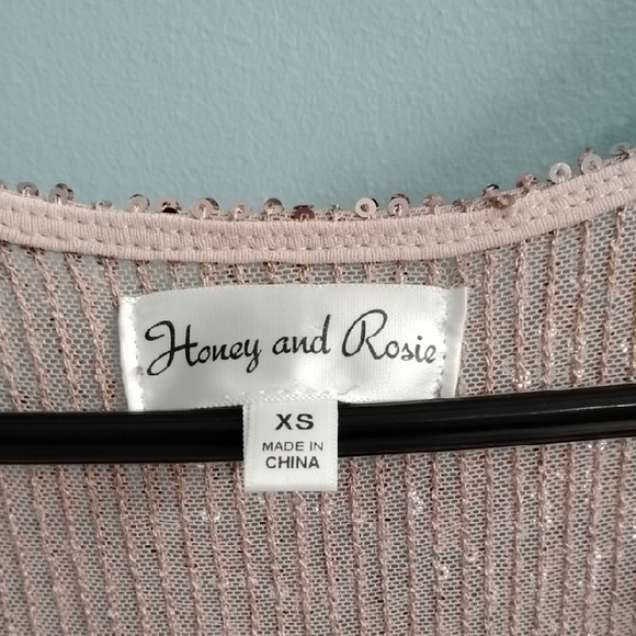 🌹Honey and Rosie Sparkling Blush Sequin Midi Dress With Deep V Neck Size XS - Picture 2 of 5